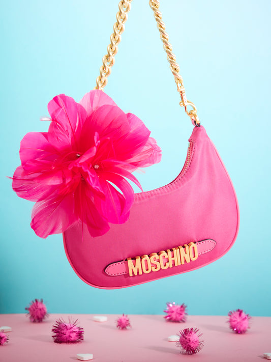 Moschino Couture Chain Logo Hobo Bag in Fuchsia